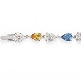 STERLING SILVER MULTI-COLOR PEAR C.Z. BRACELET, 7.25"