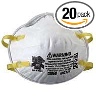 3M 8210 Disposable N95 Respirator, 2x Straps with Foam Nose Bridge for Comfort (Pk 20) by 3M