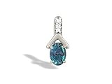 14K White Gold Oval Created Alexandrite and Diamond Pendant