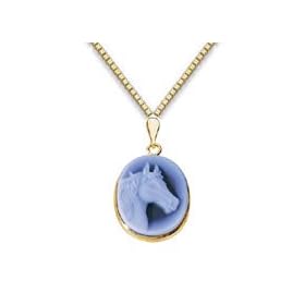 Genuine Agate Cameo Horse Pendant by