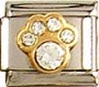 Clearly Charming April Diamond Paw Print Birthstone Cat Dog Bear Animal Theme Italian Charm