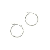 14K White Gold Twisted Hoop Earring