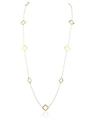 White Freshwater Cultured Pearl Linked with Sterling Silver Clover Shape Station and Clasp Chain Necklace, 36"