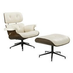Modern Lounge Chair and Ottoman Set- White
