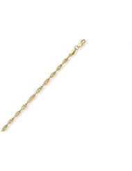 14K Solid Yellow Gold Beaded Anklet Ankle Bracelet 10"