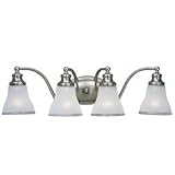 Sea Gull Lighting 40012-773 Alexandria Four-Light Vanity, Two-Tone Nickel Finish with Clear Highlighted Satin Etched Glass