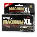 Trojan Magnum XL Extra Large Latex Condoms, Lubricated, 12-Count Boxes (Pack of 3)