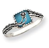 Sterling Silver Turquoise Cats Eye Square w/Flower Ring