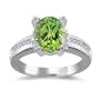 0.20 Cts Diamond & 2.00 Cts Peridot Ring in 14K White Gold-3.5