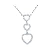 Sterling Silver CZ Pendant with Chain - Hearts