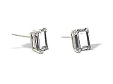 14K White Gold Genuine Emerald-cut White Topaz Stud Earrings