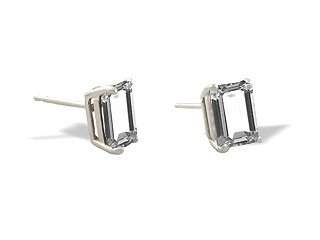 14K White Gold Genuine Emerald-cut White Topaz Stud Earrings