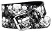 FRENCH CRAFT 38 MM PU-PVC SCREEN PRINTED SPLATTERED TRIPPLE SKULLS