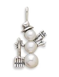CleverSilvers Cultured Freshwater Pearl Snowman Charm