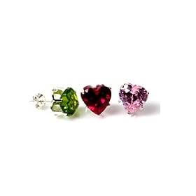 Click here to buy 7 MM - HEART COLOR CZ STERLING SILVER STUD EARRINGS - .925 by Toltec Trading Company.
