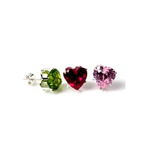 Click here to buy 8 MM - HEART COLOR CZ STERLING SILVER STUD EARRINGS - .925.