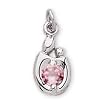 14K White Gold Mother and Child October Birthstone Charm Pendant