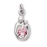 14K White Gold Mother and Child October Birthstone Charm Pendant