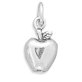 3-D Sterling Silver Polished Apple Charm