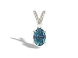 14K White Gold Oval Created Alexandrite and Diamond Pendant