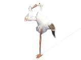 Accent Design Floral and Garden Accents Large Bird Stork with Baby 6 1/2 Standing with Bundled Baby In Mouth, Feather, White/Brown