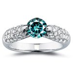 2/3 Ct Diamond & 1 Carat Teal Blue Diamond Ring in 14K White Gold 2/3 Ct Diamond & 1 Carat Teal Blue Diamond Ring in 14K White Gold