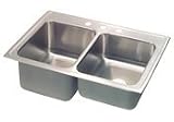 Elkay STLR3322R2 2 Faucet Holes Gourmet Double Basin Stainless Steel Kitchen Sink from the Gourmet L