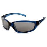 Nike GDO Square.R Sunglasses, EV0131-401, Translucent Blue Frame Gray Lenses Silver Flash by