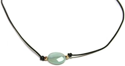 Trendy Choker Necklaces with Single Stone (Light Turquoise)