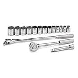 Torque Wrenches: 1/2 In Dr 12 Pt Metric Standard Socket Set w/ Ratchet - 16-Pc