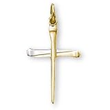 24K Gold over Sterling Silver Two Tone Cross with 18-inch Chain