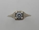 14k White Gold Diamond Art Deco Antique Style Ring