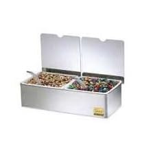 San Jamar B4061INL Stainless Steel Condiment Center with Individual Notched Lid, 6" Width x 3-1/2" Height x 5-3/4" Depth