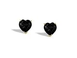 14K Yellow Gold Genuine Heart Black Onyx Stud Earrings