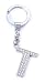 Rhinestone Crystal Letter T Key Ring