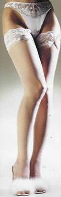 Sheer Lace Top Thigh Highs with Satin Bow - Great Bridal Stockings!