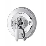 Symmons Deluxe Temptrol pressure balancing shower mixing valve with white insert handel and integral volume control DS-86-1-LPO-PCB