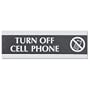 U. S. Stamp & Sign Century Series "Cell Phones Must Be Turned Off" Sign, 9 x 0.5 x 3 Inches, Black/Silver (4759)