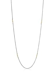 Mizuki Oxidized Silver Chain Necklace with 14k Gold Beads, 26"