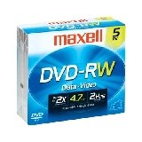 MAXELL CORP. OF AMERICA / MAX635125 / DVD-RW Discs, 4.7GB, 2x, w/Jewel Cases, Gold, 5/pack / Sold as 1 PK