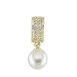 14kt Yellow Gold Cultured Pearl and Diamond (.19 ctw) Pendant