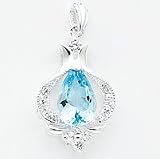 Sterling Silver Blue Topaz & CZ (Cubic Zirconia) Pendant