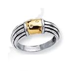 Sterling Silver and 18k Yellow Bold Designer Ring - Size 7.0
