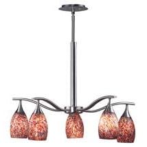 Kenroy Home 44305BS-LAG Medici 5-Light Chandelier with Lagoon Blown Glass, Brushed Steel by Kenroy Home