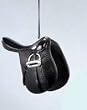 Western Black English Style Saddle with Silver Stirrups Christmas Ornament 4"