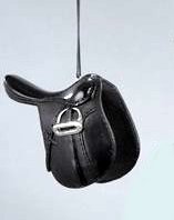 Western Black English Style Saddle with Silver Stirrups Christmas Ornament 4"