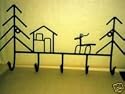 WALL RACK - COAT RACK / Cabin in the Woods and Deer Rustic Metal Art Deco Wall Rack - Great for Hats, Boots, Horse Tack, Decor, Tools, and more!