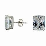 7x5mm 2CT C.Z. Diamond Emerald Cut Stud Earrings