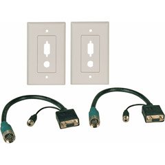 Tripp Lite EZA-VGAAF-2 Easy Pull Type-A Kit w/HD15F/F & 3.5mmF/F & 2 Wallplates