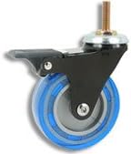 Cool Casters - Profile Caster, Ocean Blue Wheel, Black Yoke, Threaded Stem With Brake - Item #200-75-OB-BL-TS-WB